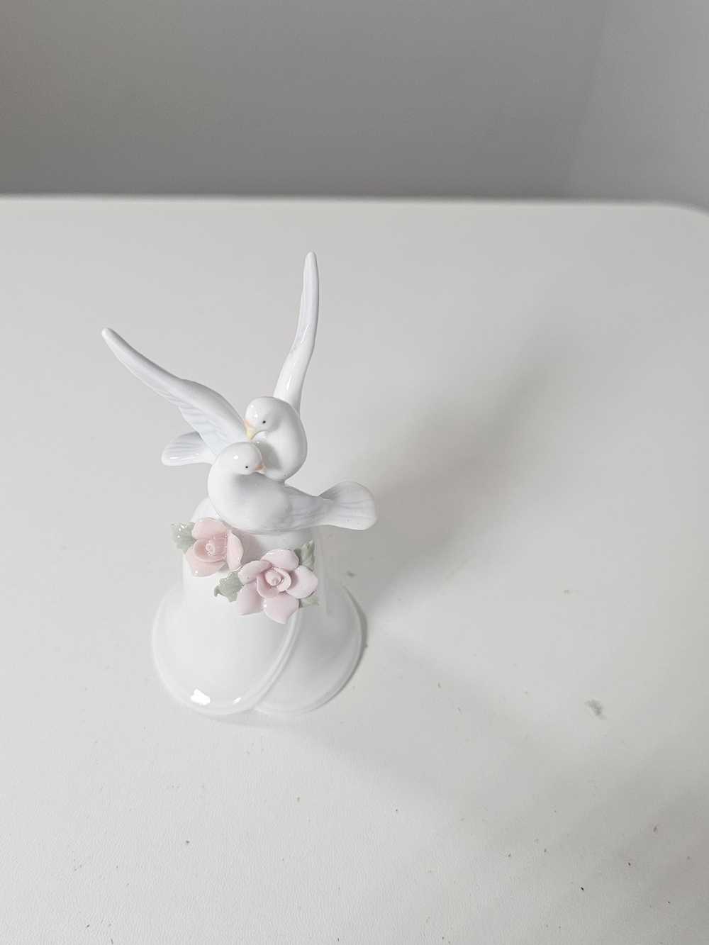 Porcelain Dove Bell with Pink Roses